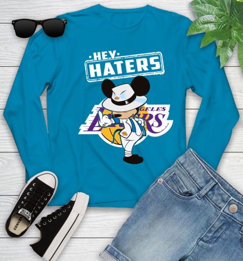 NBA Hey Haters Mickey Basketball Sports Los Angeles Lakers Youth Long Sleeve 8