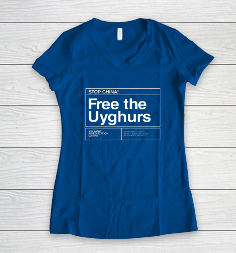 Free the Uyghurs Stop China Women's V-Neck T-Shirt 5
