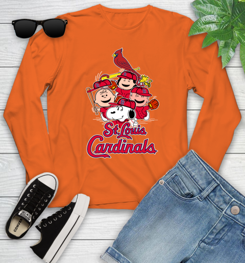 MLB St.Louis Cardinals Snoopy Charlie Brown Woodstock The Peanuts Movie Baseball T Shirt_000 Youth Long Sleeve 3