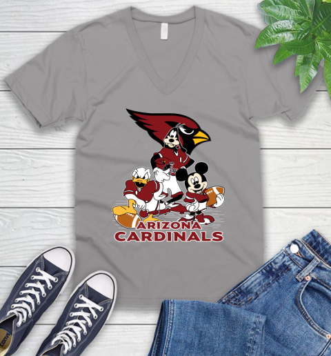NFL Arizona Cardinals Mickey Mouse Donald Duck Goofy Football Shirt V-Neck T-Shirt 4 NFL Arizona Cardinals Mickey Mouse Donald Duck Goofy Football Shirt V-Neck T-Shirt - Image 4