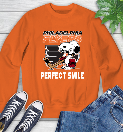 NHL Philadelphia Flyers Snoopy Perfect Smile The Peanuts Movie Hockey T Shirt Sweatshirt 3
