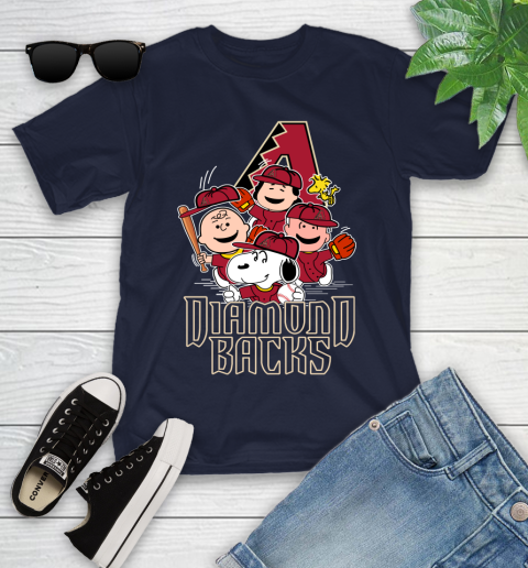MLB Arizona Diamondbacks Snoopy Charlie Brown Woodstock The Peanuts Movie Baseball T Shirt_000 Youth T-Shirt 2