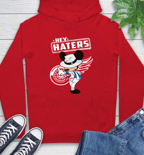 NHL Hey Haters Mickey Hockey Sports Detroit Red Wings Hoodie Tee
