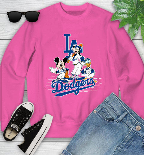 MLB Los Angeles Dodgers Mickey Mouse Donald Duck Goofy Baseball T Shirt Youth Sweatshirt 6