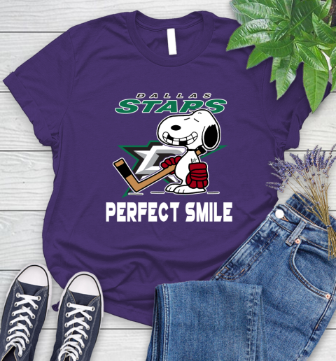 NHL Dallas Stars Snoopy Perfect Smile The Peanuts Movie Hockey T Shirt Women's T-Shirt 4