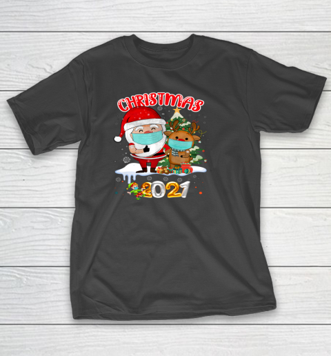 Santa Claus Vaccinated Xmas Lights Merry Christmas 2021 T-Shirt