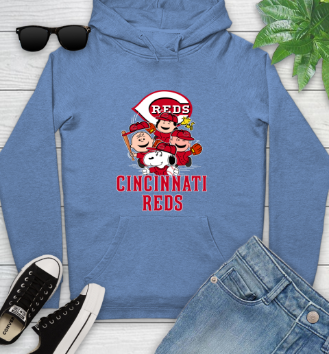 MLB Cincinnati Reds Snoopy Charlie Brown Woodstock The Peanuts Movie Baseball T Shirt_000 Youth Hoodie 13