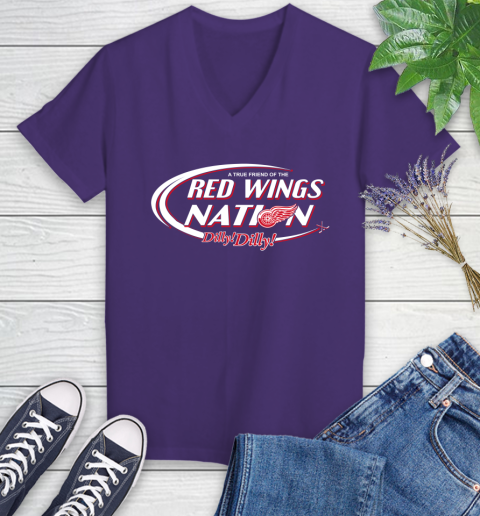 NHL A True Friend Of The Detroit Red Wings Dilly Dilly Hockey Sports Women's V-Neck T-Shirt 3