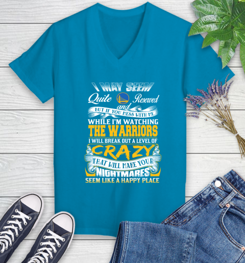 Golden State Warriors NBA Basketball Don't Mess With Me While I'm Watching My Team Women's V-Neck T-Shirt 7