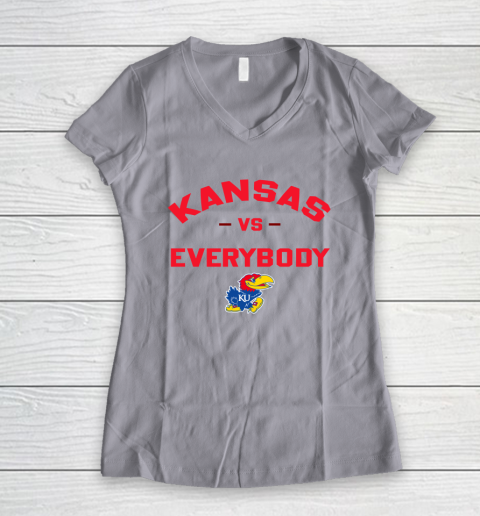 Kansas Jayhawks Vs Everybody Women's V-Neck T-Shirt 2