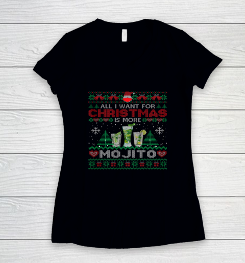 All I Want For Christmas Is More Mojito Funny Ugly Women's V-Neck T-Shirt