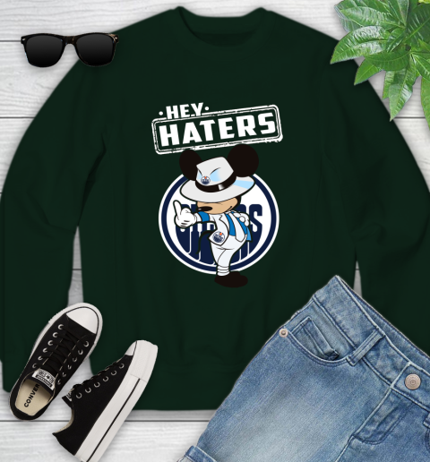 NHL Hey Haters Mickey Hockey Sports Edmonton Oilers Youth Sweatshirt 9