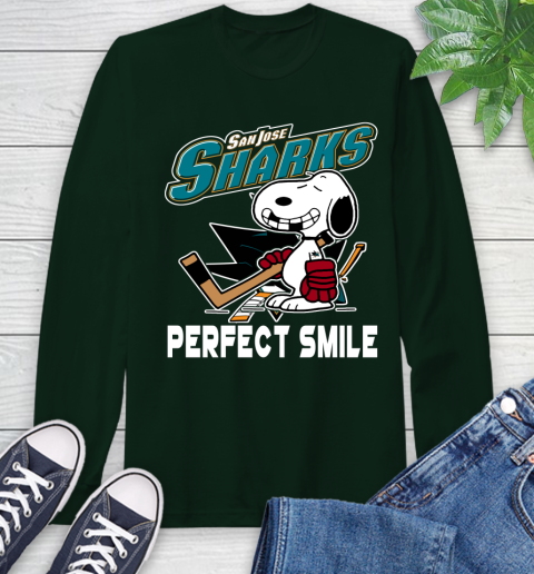 NHL San Jose Sharks Snoopy Perfect Smile The Peanuts Movie Hockey T Shirt Long Sleeve T-Shirt 7