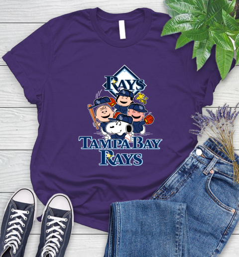 MLB Tampa Bay Rays Snoopy Charlie Brown Woodstock The Peanuts Movie Baseball T Shirt Women's T-Shirt 4