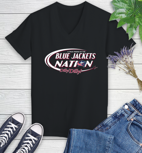 NHL A True Friend Of The Columbus Blue Jackets Dilly Dilly Hockey Sports Women's V-Neck T-Shirt