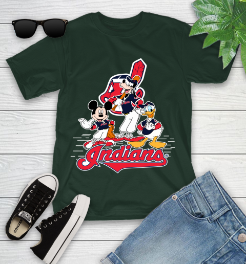 MLB Cleveland Indians Mickey Mouse Donald Duck Goofy Baseball T Shirt Youth T-Shirt 5