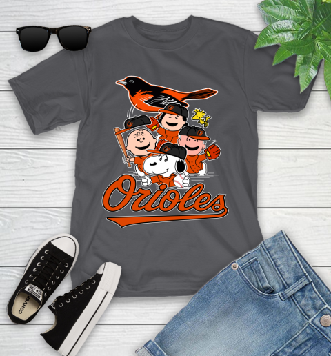 MLB Baltimore Orioles Snoopy Charlie Brown Woodstock The Peanuts Movie Baseball T Shirt_000 Youth T-Shirt 6