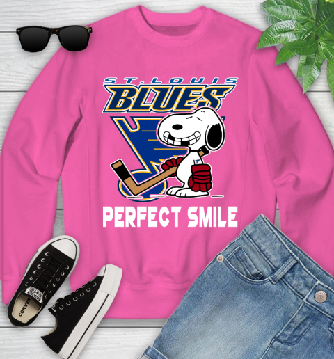 NHL St.Louis Blues Snoopy Perfect Smile The Peanuts Movie Hockey T Shirt Youth Sweatshirt 6