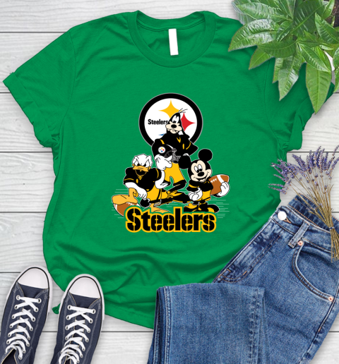 NFL Pittsburgh Steelers Mickey Mouse Donald Duck Goofy Football Shirt Women's T-Shirt 9