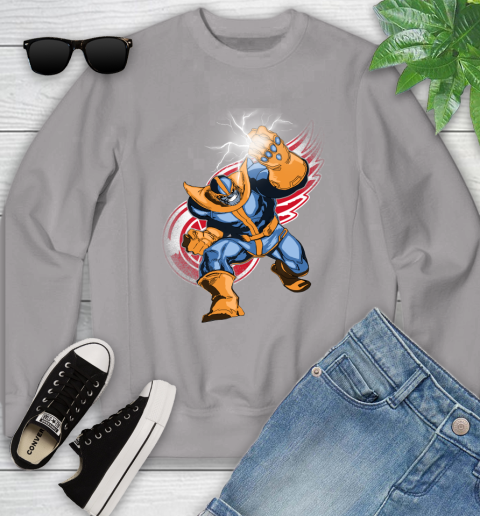 Detroit Red Wings NHL Hockey Thanos Avengers Infinity War Marvel Youth Sweatshirt 3