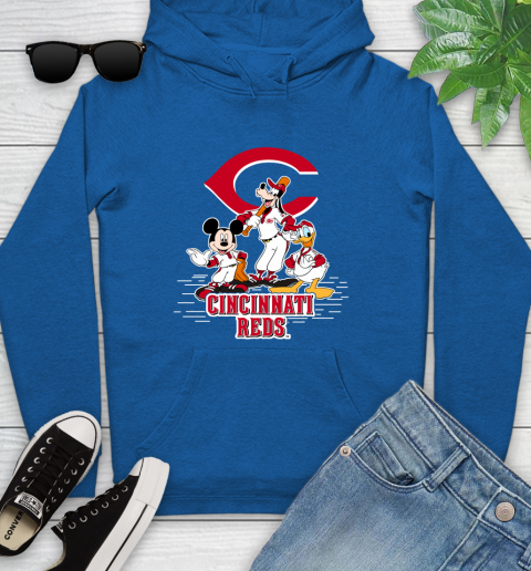 MLB Cincinnati Reds Mickey Mouse Donald Duck Goofy Baseball T Shirt Youth Hoodie 11