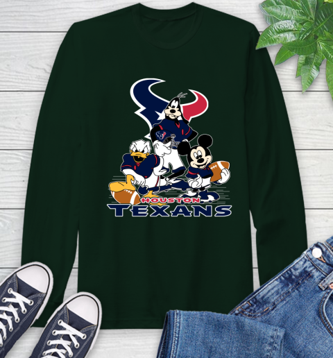 NFL Houston Texans Mickey Mouse Donald Duck Goofy Football Shirt Long Sleeve T-Shirt 7