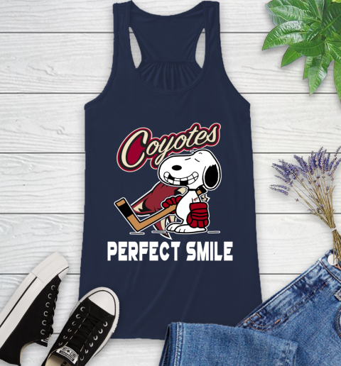 NHL Arizona Coyotes Snoopy Perfect Smile The Peanuts Movie Hockey T Shirt Racerback Tank 9