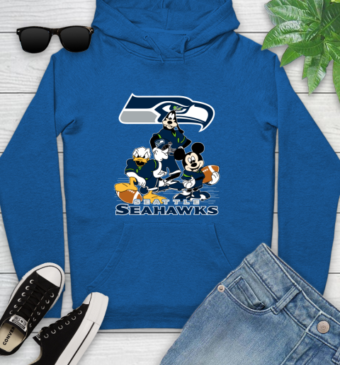 NFL Seattle Seahawks Mickey Mouse Donald Duck Goofy Football Shirt Youth Hoodie 11
