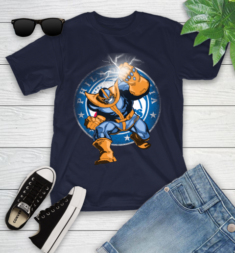 Philadelphia 76ers NBA Basketball Thanos Avengers Infinity War Marvel Youth T-Shirt 2