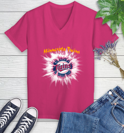 Minnesota Twins MLB Baseball Adoring Fan Rip Sports Women's V-Neck T-Shirt 9