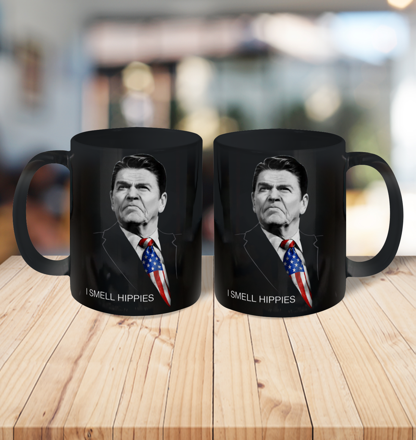 I Smell Hippies Ronald Reagan Conservative Ceramic Mug 15oz 3