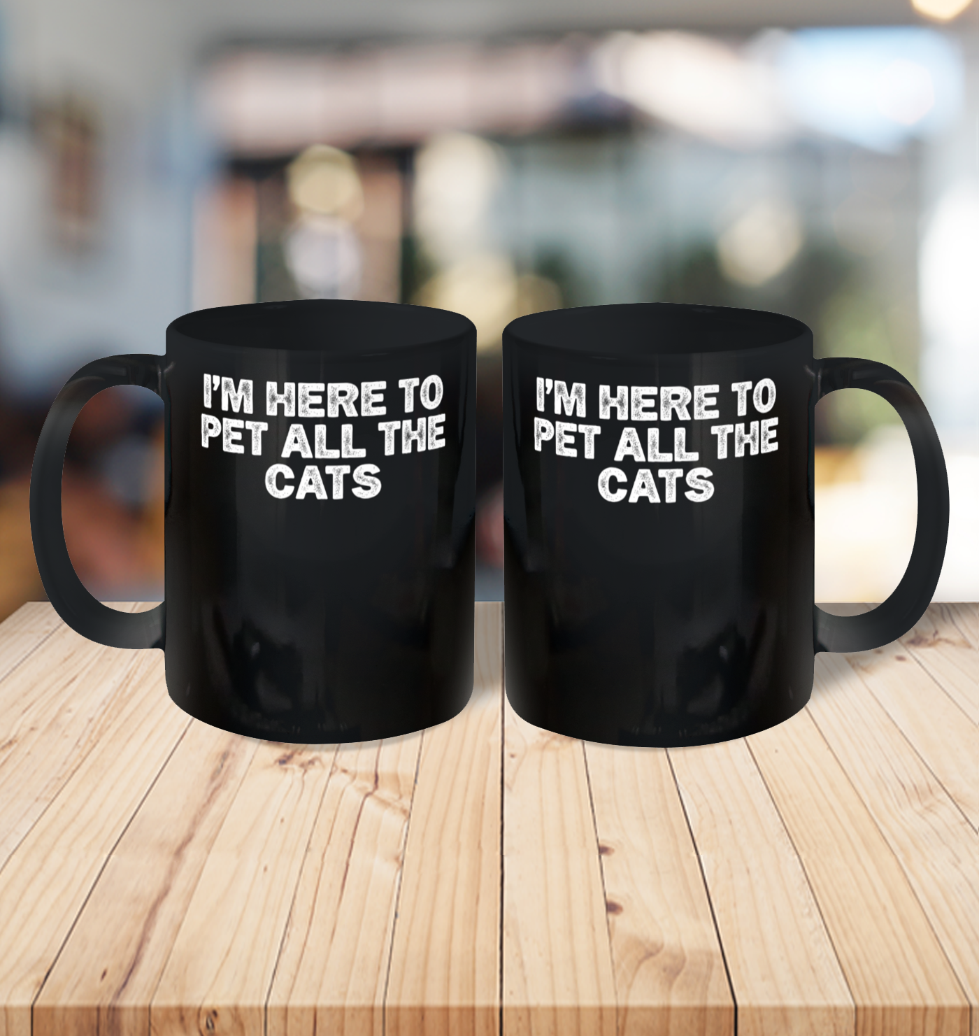 Cool Minimal Funny I'm Here To Pet All The Cats Ceramic Mug 11oz 3