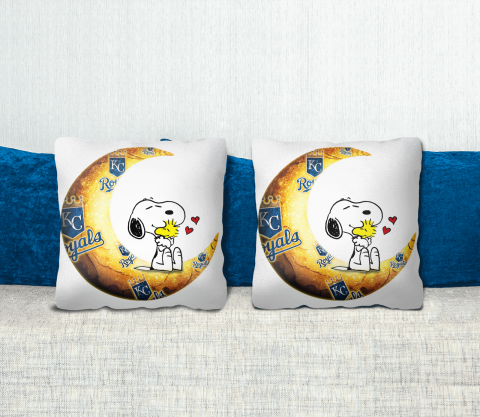 MLB Baseball Kansas City Royals I Love Snoopy To The Moon And Back Pillow Square Pillow 6