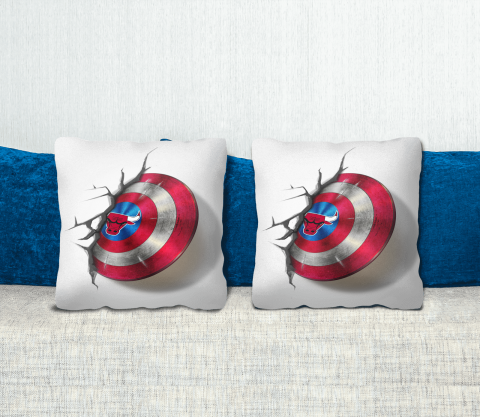 Chicago Bulls NBA Basketball Captain America s Shield Marvel Avengers Square Pillow Tee For Sports