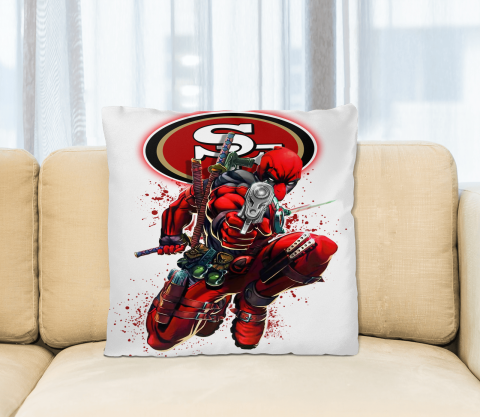 NFL Deadpool Marvel Comics Sports Football San Francisco 49ers Square Pillow