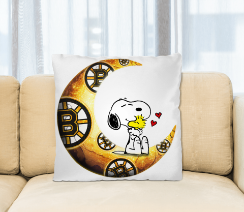 NHL Hockey Boston Bruins I Love Snoopy To The Moon And Back Pillow Square Pillow