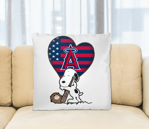 Los Angeles Angels MLB Baseball The Peanuts Movie Adorable Snoopy Pillow Square Pillow