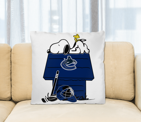 Vancouver Canucks NHL Hockey Snoopy Woodstock The Peanuts Movie Pillow Square Pillow