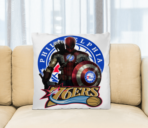 Philadelphia 76ers NBA Basketball Captain America Thor Spider Man Hawkeye Avengers (1) Square Pillow