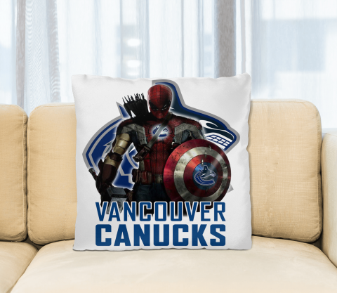 NHL Captain America Thor Spider Man Hawkeye Avengers Endgame Hockey Vancouver Canucks Square Pillow
