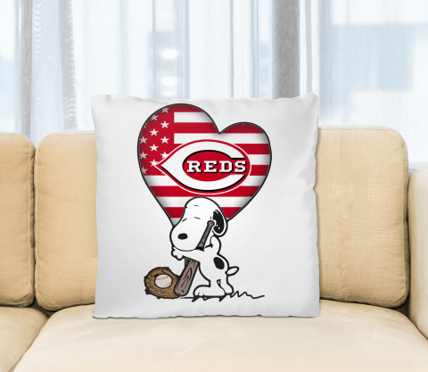 Cincinnati Reds MLB Baseball The Peanuts Movie Adorable Snoopy Pillow Square Pillow