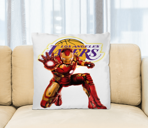 NBA Iron Man Marvel Comics Sports Basketball Los Angeles Lakers Square Pillow