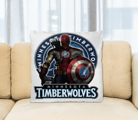 Minnesota Timberwolves NBA Basketball Captain America Thor Spider Man Hawkeye Avengers Square Pillow