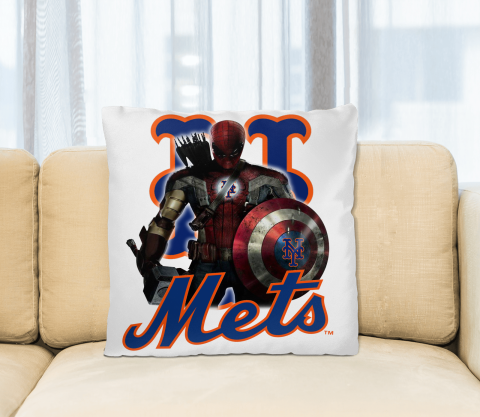 MLB Captain America Thor Spider Man Hawkeye Avengers Endgame Baseball New York Mets Square Pillow