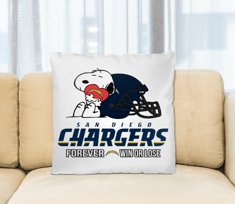 NFL The Peanuts Movie Snoopy Forever Win Or Lose Football San Diego Chargers Pillow Square Pillow