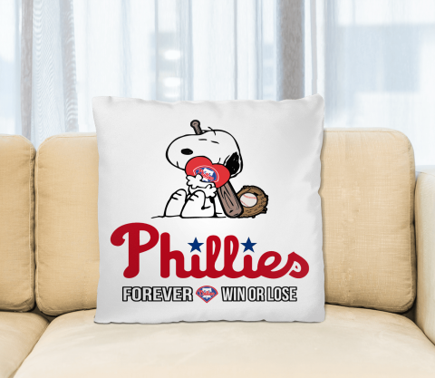 MLB The Peanuts Movie Snoopy Forever Win Or Lose Baseball Philadelphia Phillies Pillow Square Pillow