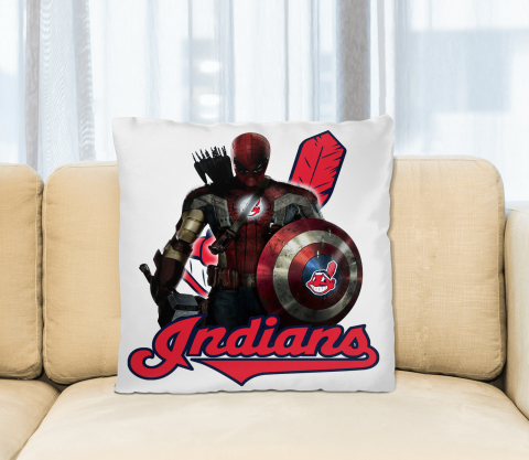 MLB Captain America Thor Spider Man Hawkeye Avengers Endgame Baseball Cleveland Indians Square Pillow