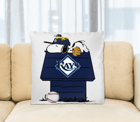 MLB Tampa Bay Rays Snoopy Woodstock The Peanuts Movie Baseball Pillow Square Pillow