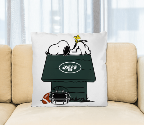 New York Jets NFL Football Snoopy Woodstock The Peanuts Movie Pillow Square Pillow