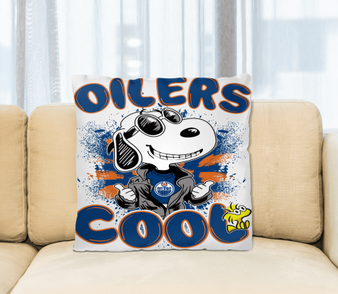 NHL Hockey Edmonton Oilers Cool Snoopy Pillow Square Pillow